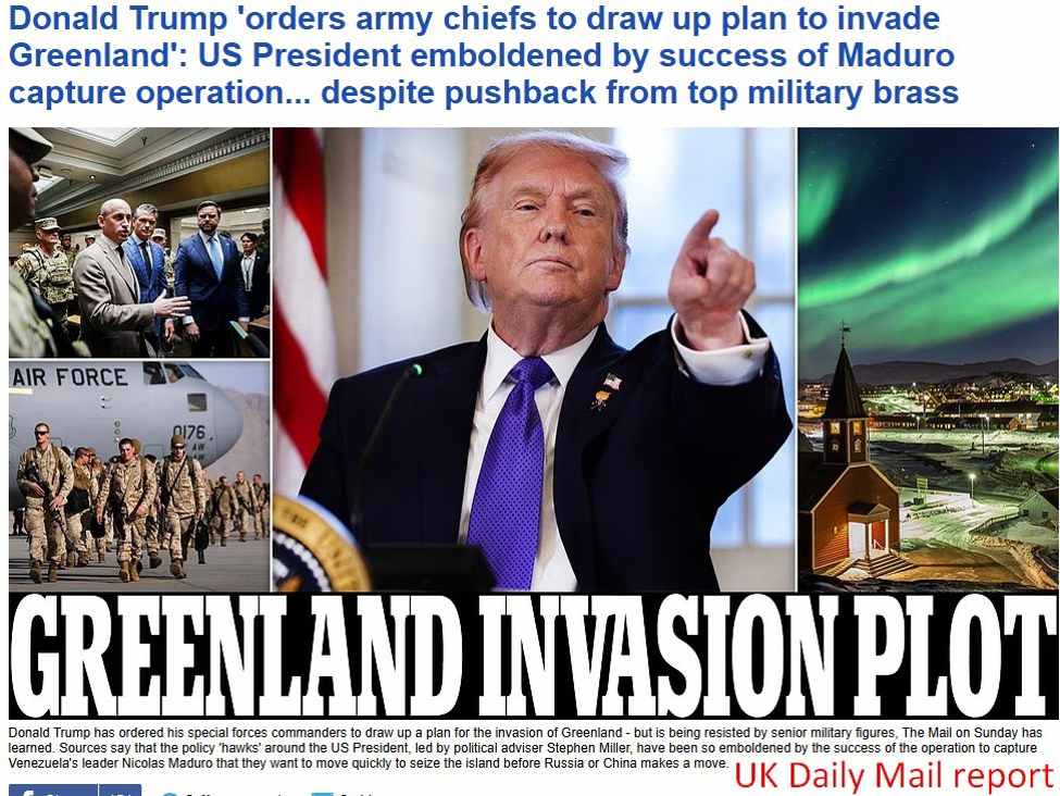 Trump orders special forces to draft Greenland invasion plan – UK Sunday Daily Mail report