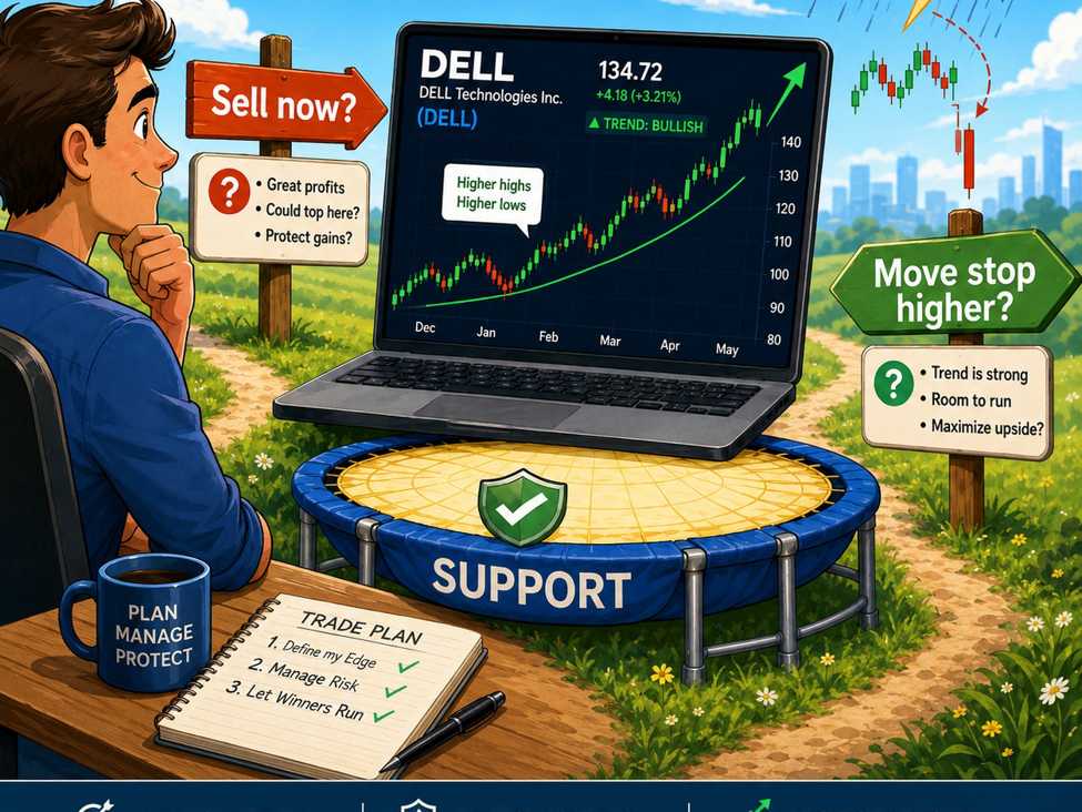 Should you sell DELL stock or move your stop higher? Practical lesson in trade management