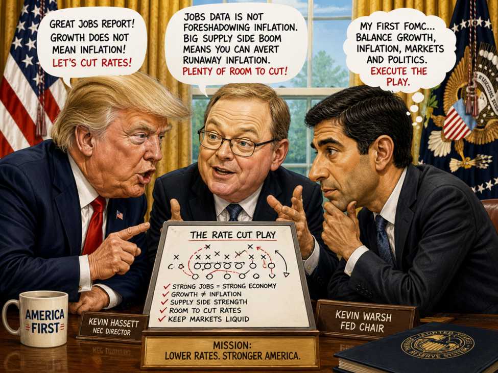 Trump cheers Jobs report. Bond yields rising/ stock sliding send warnings