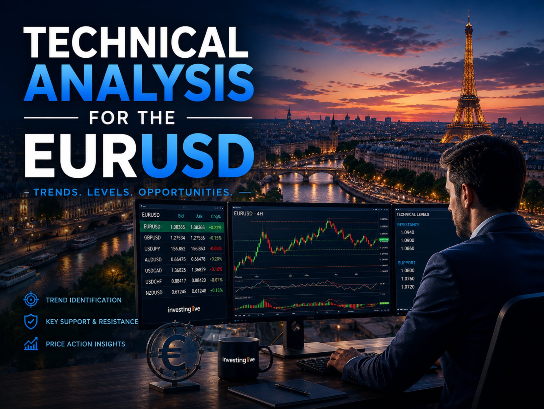 EURUSD retests 200 hour MA and bounces. Buyers and sellers battle between technical levels