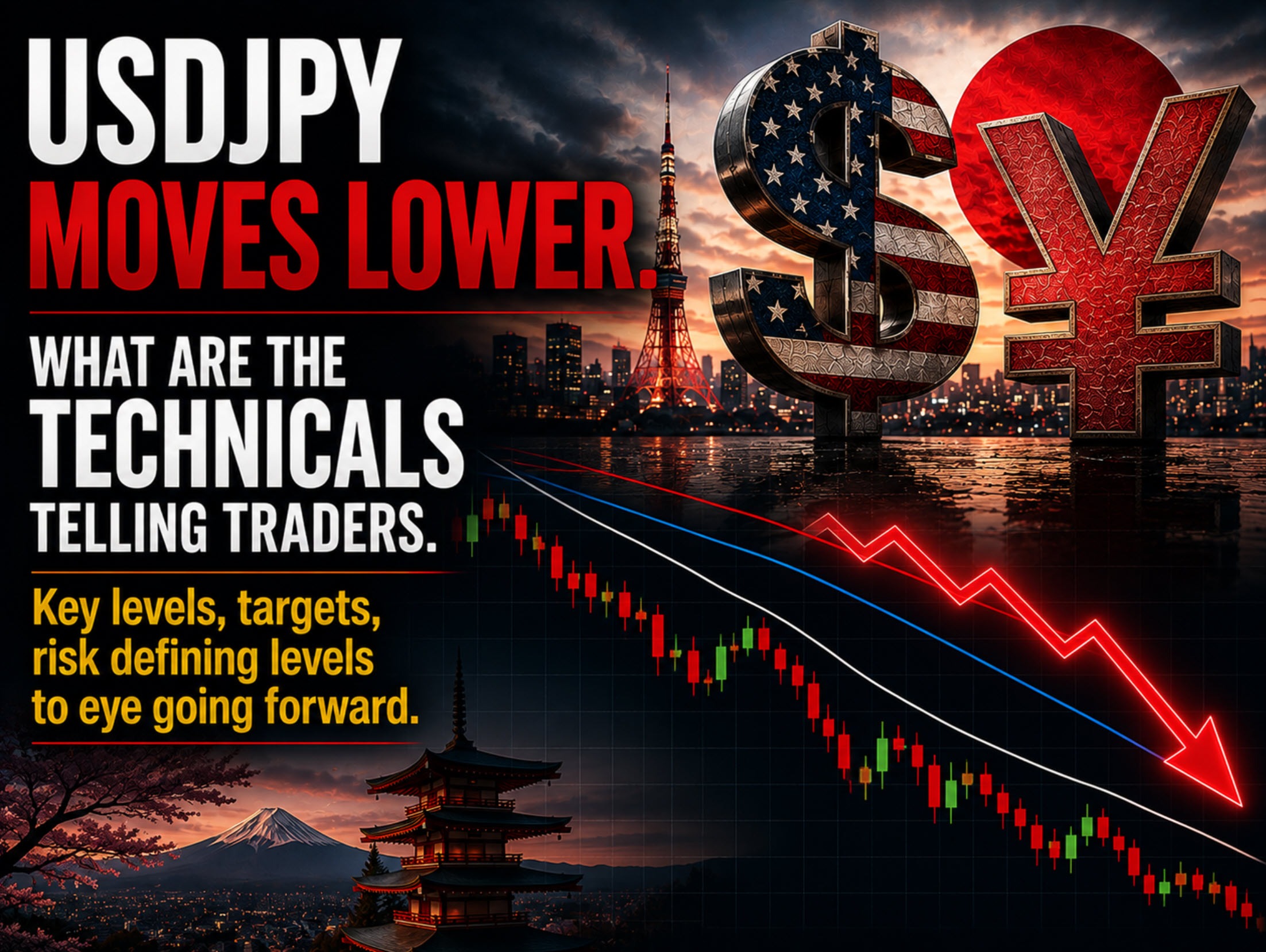 USDJPY moves sharply lower