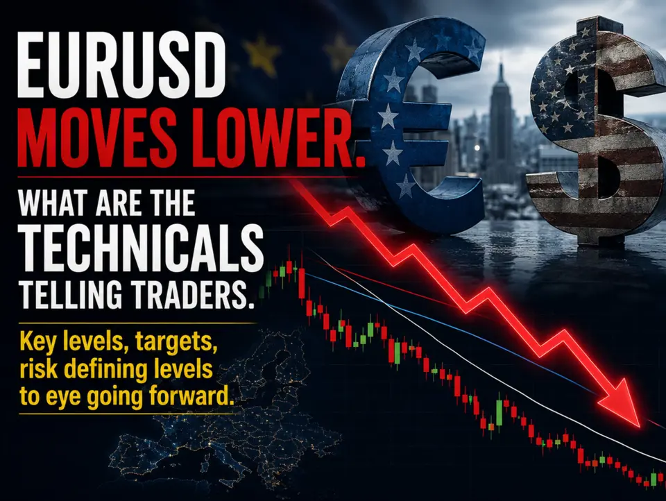 EURUSD moves to new lows and tests a key cluster of technical levels